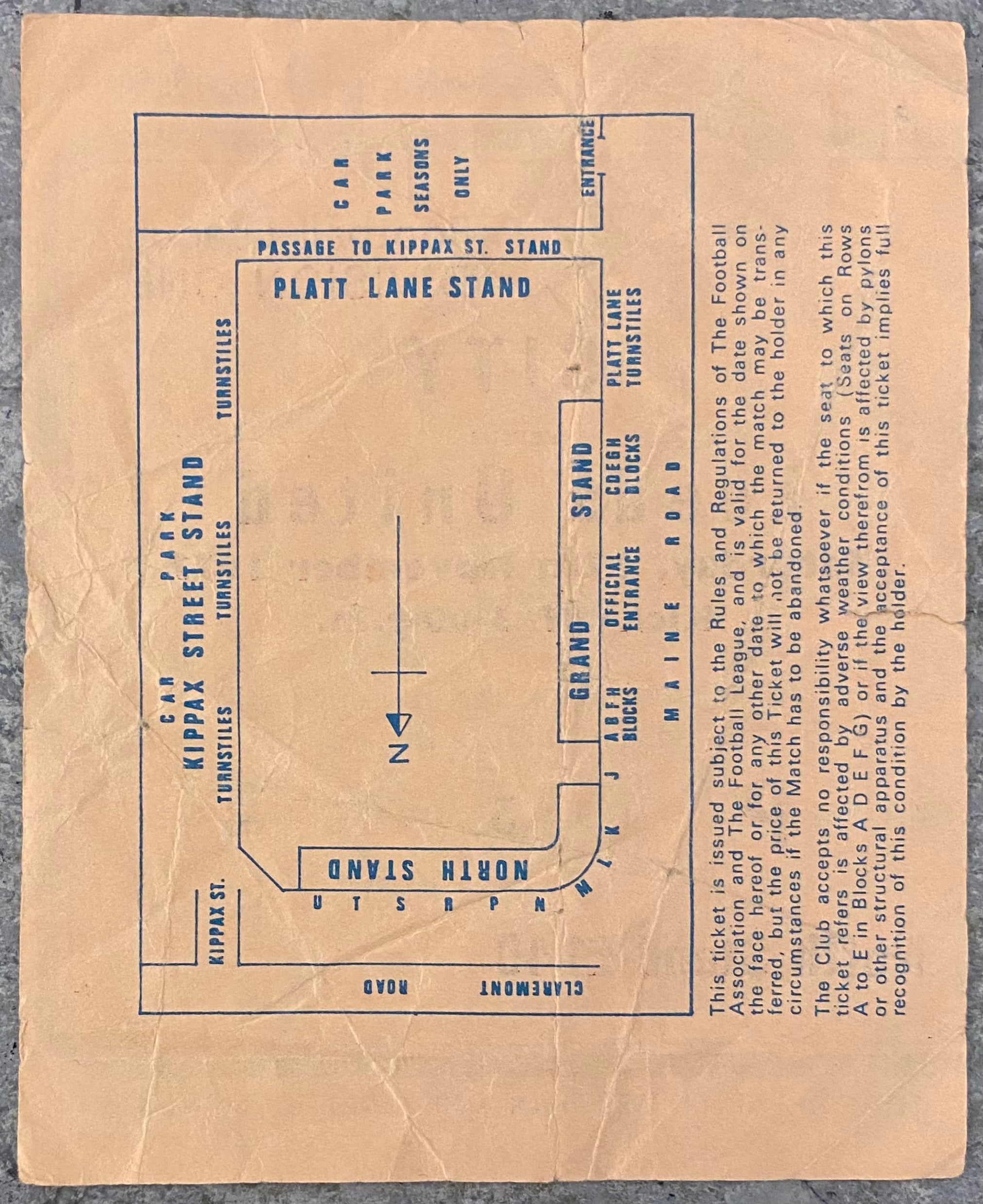 1977/78 ORIGINAL DIVISION 1 TICKET MANCHESTER CITY V LEEDS UNITED