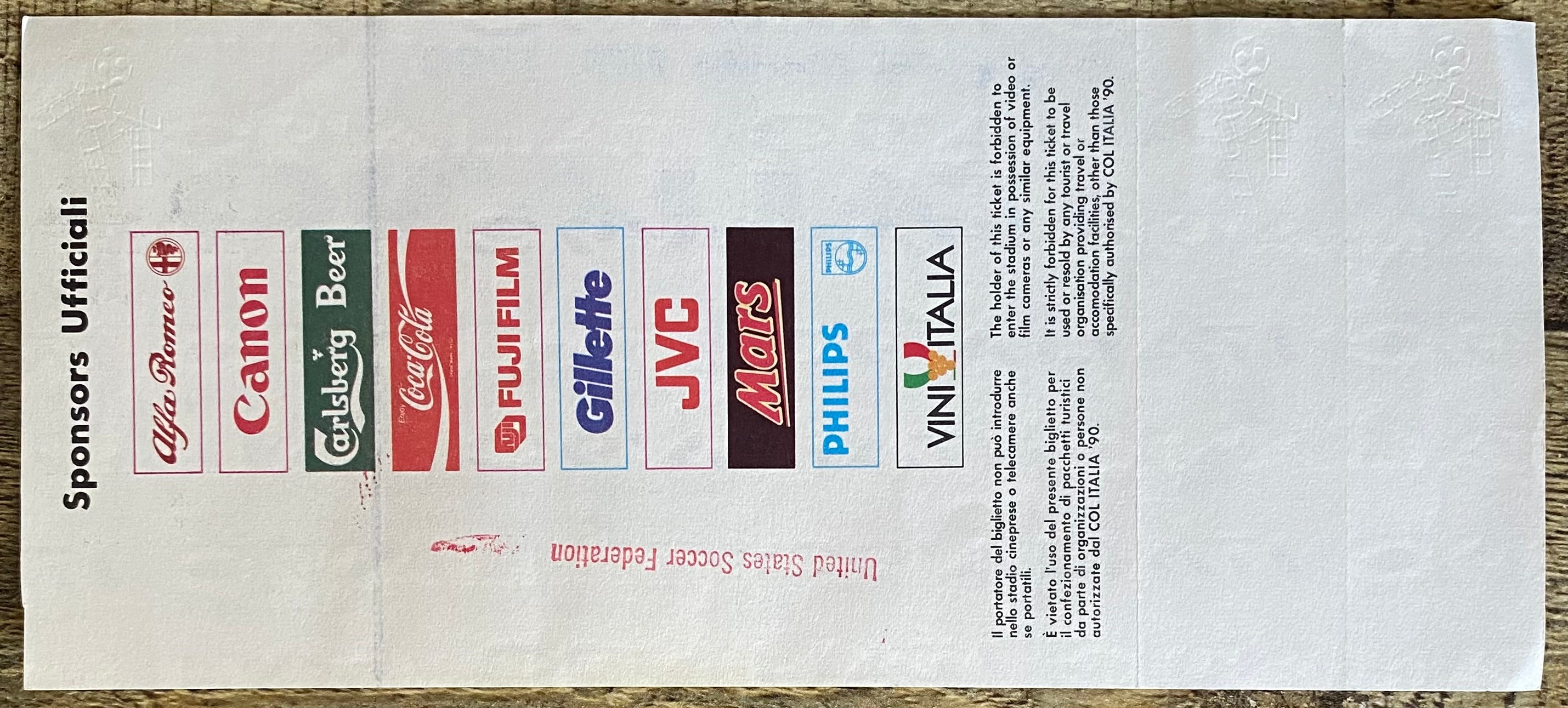 1990 ORIGINAL WORLD CUP 1ST ROUND UNUSED TICKET SCOTLAND V BRAZIL @ TURIN