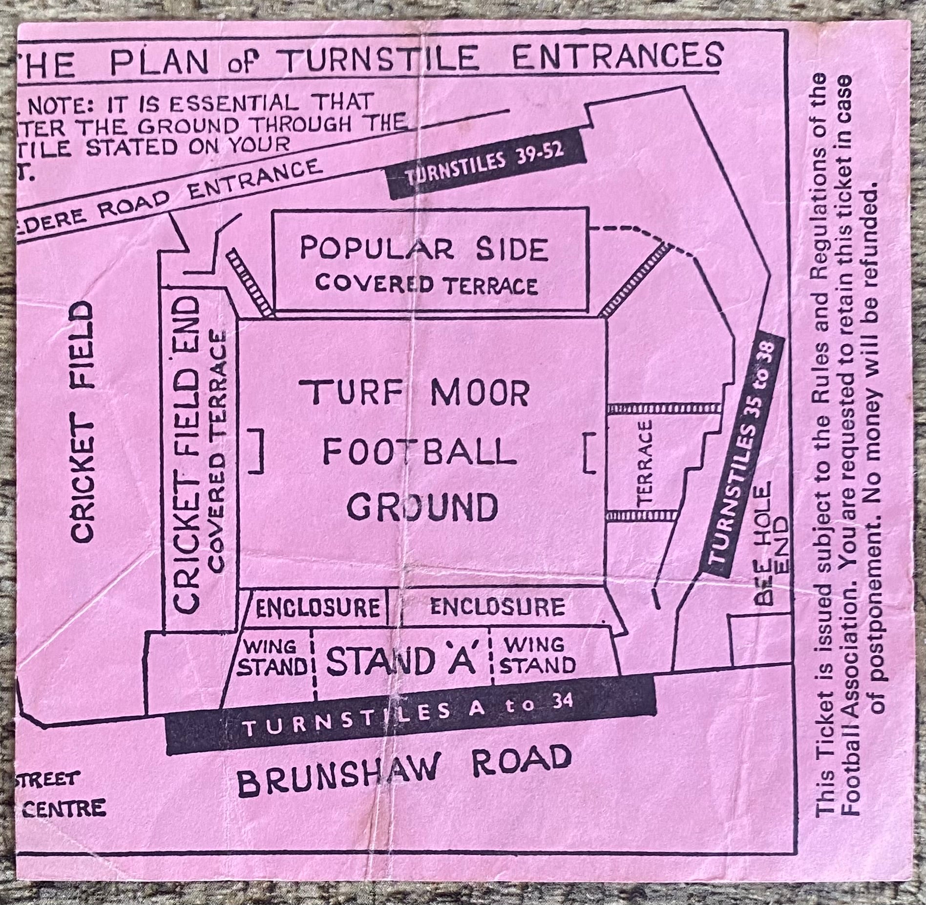 1966/67 ORIGINAL FA CUP 3RD ROUND TICKET BURNLEY V EVERTON