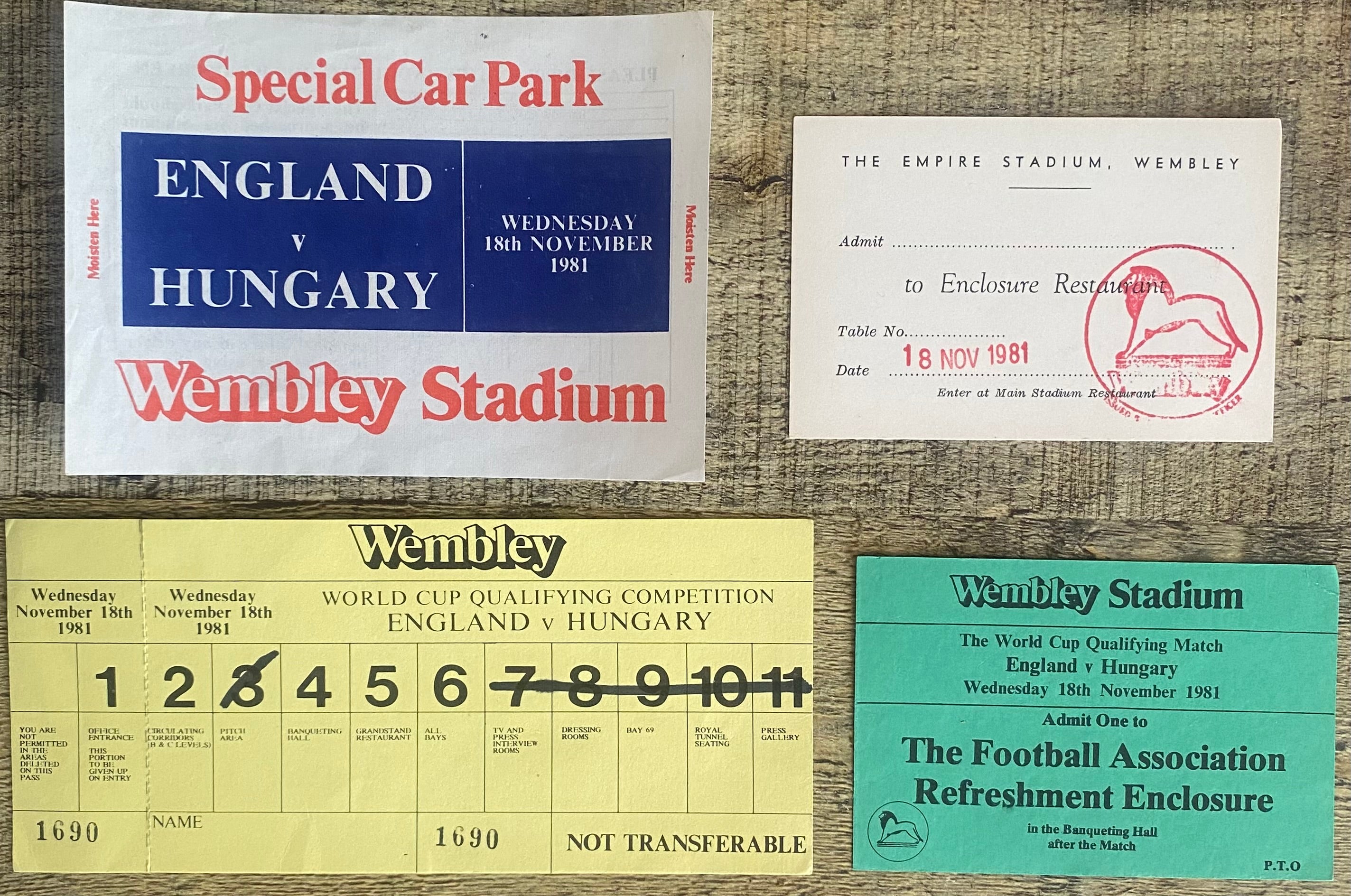 1981 ORIGINAL WORLD CUP QUALIFYING TICKETS ENGLAND V NORWAY