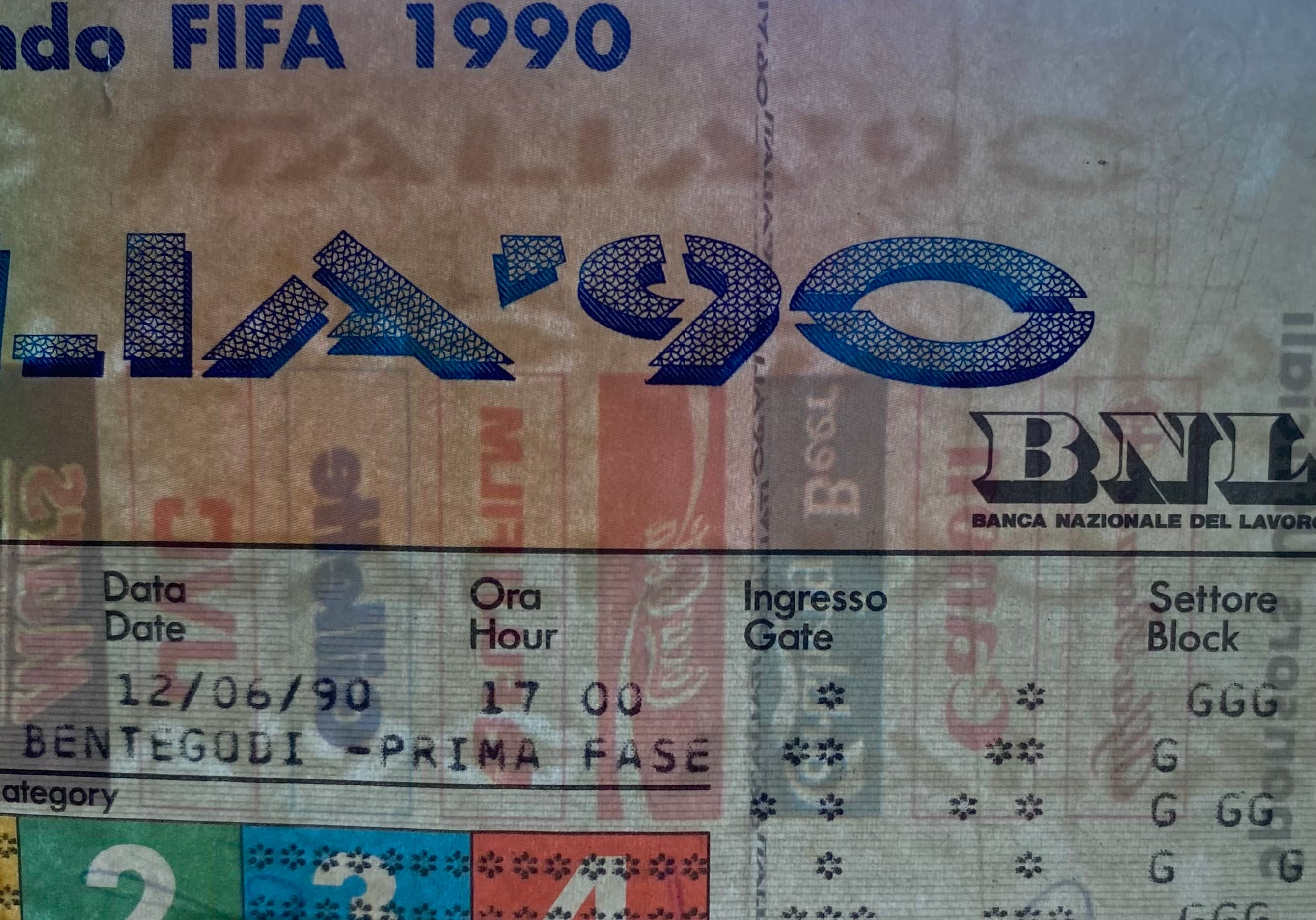 1990 ORIGINAL WORLD CUP 1ST ROUND TICKET BELGIUM V SOUTH KOREA @ VERONA