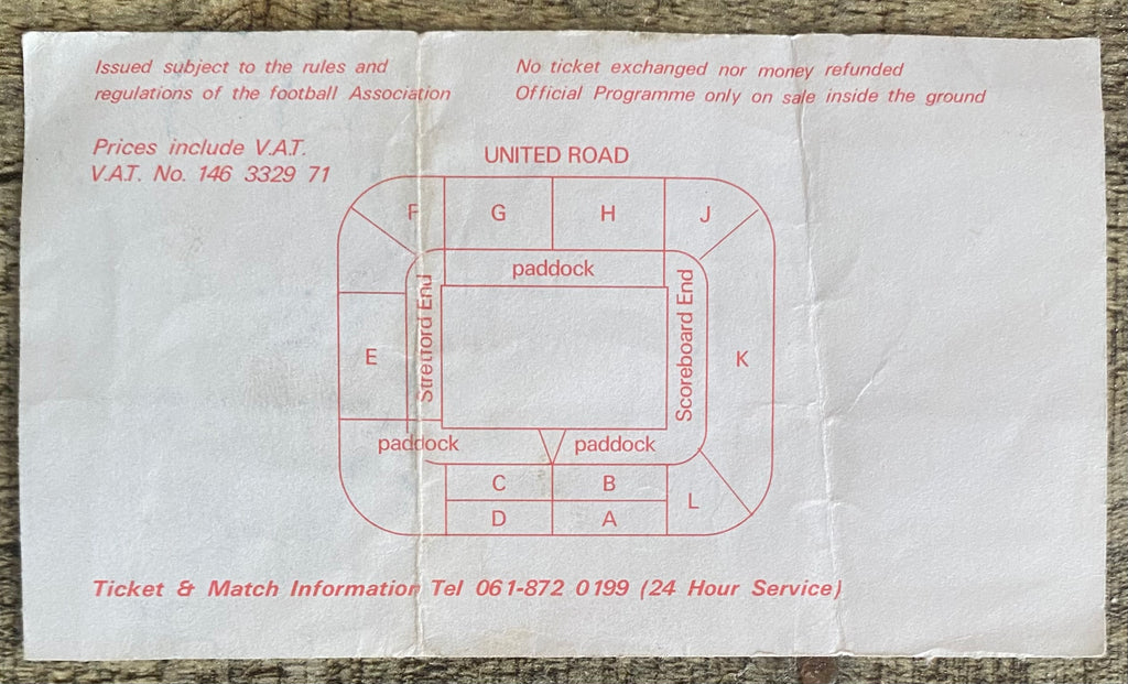 1985/86 ORIGINAL FA CUP 3RD ROUND TICKET MANCHESTER UNITED V ROCHDALE