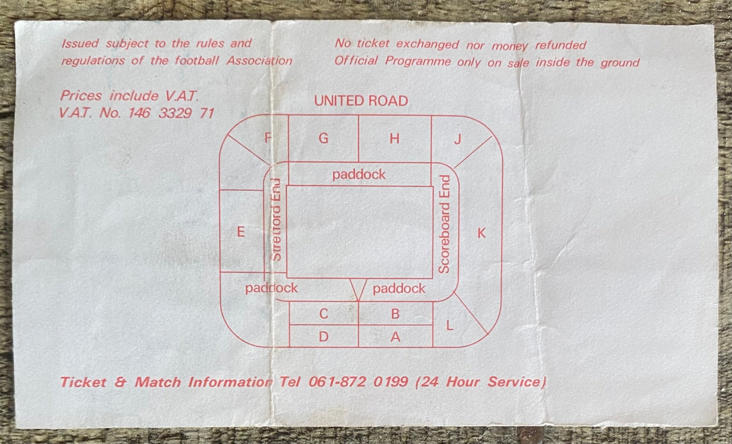 1985/86 ORIGINAL FA CUP 3RD ROUND TICKET MANCHESTER UNITED V ROCHDALE