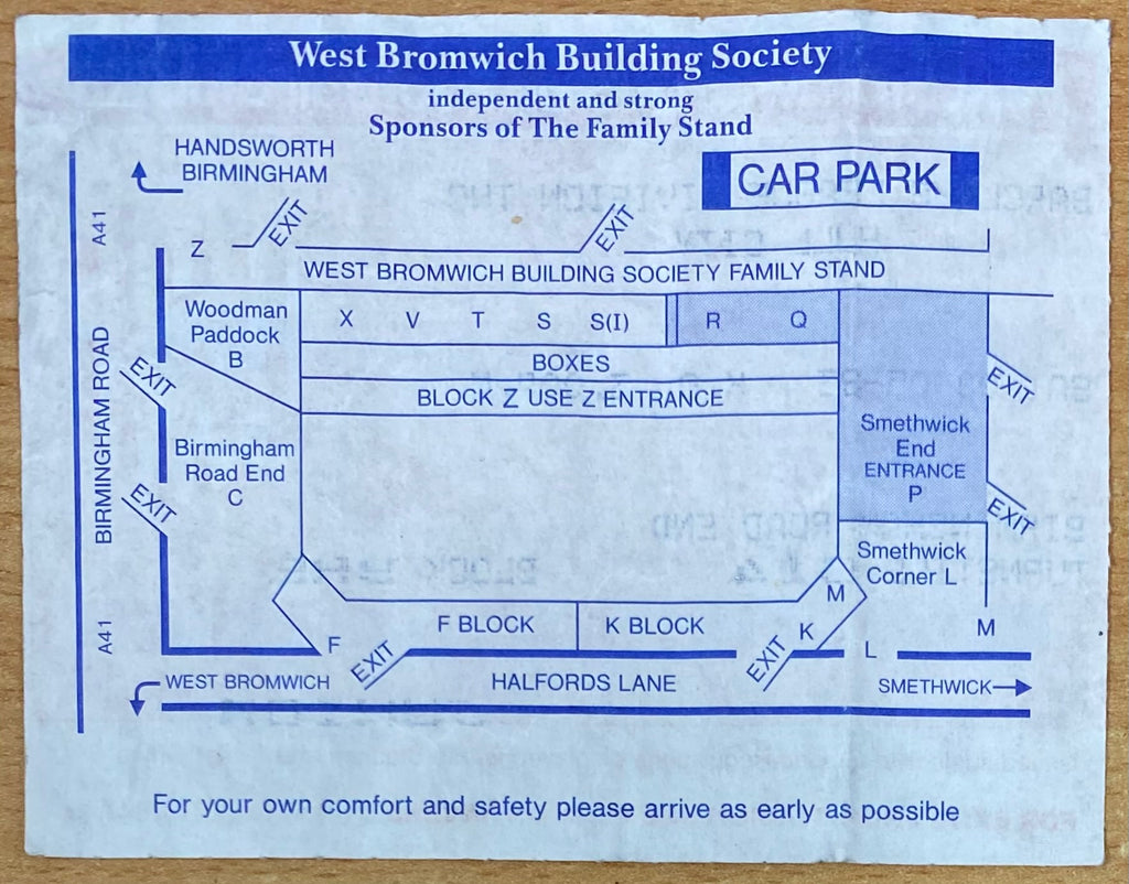 1992/93 ORIGINAL DIVISION 2 TICKET WEST BROMWICH ALBION V HULL CITY