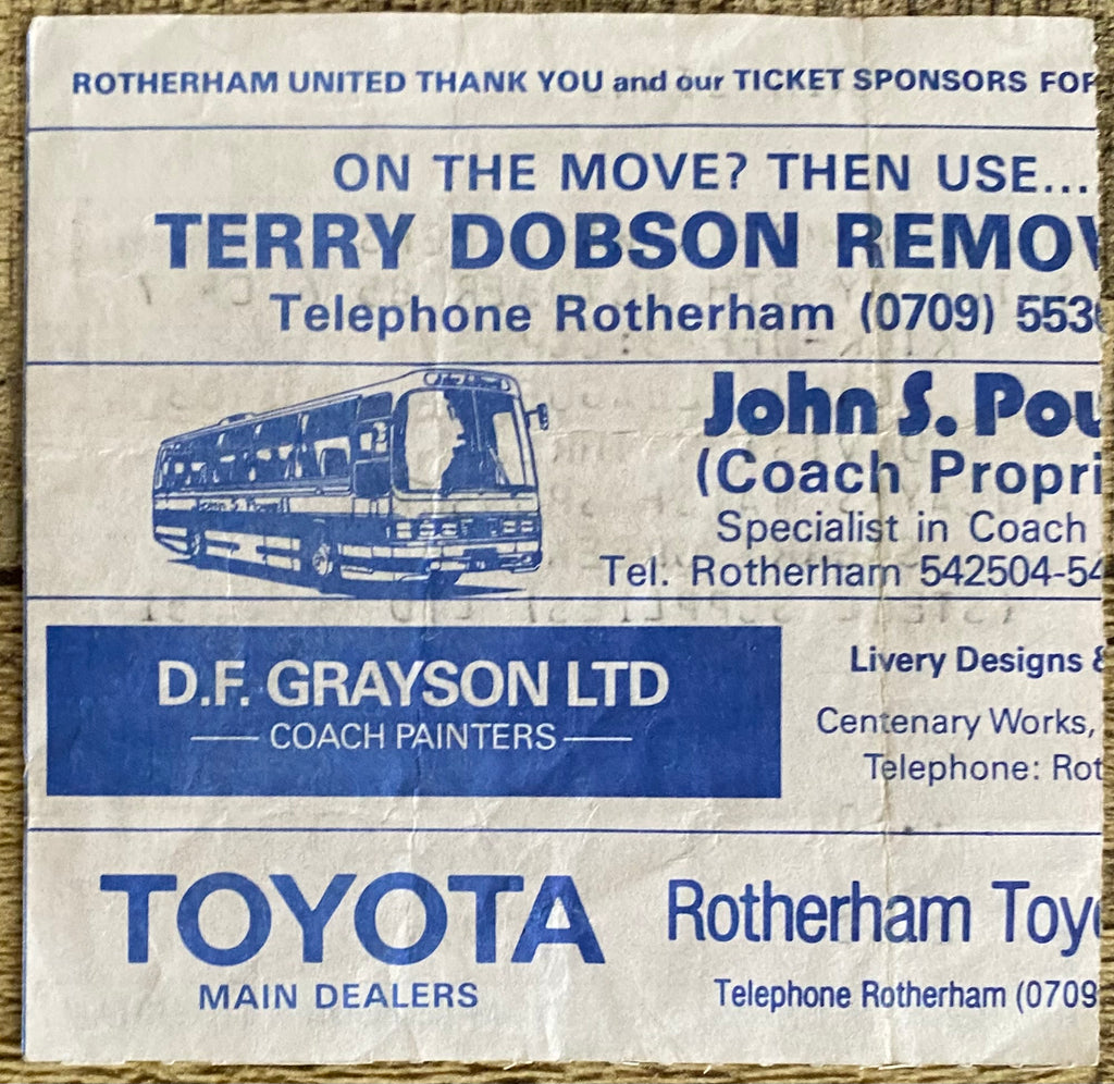 1985/86 ORIGINAL DIVISION 3 TICKET ROTHERHAM UNITED V WOLVERHAMPTON WANDERERS