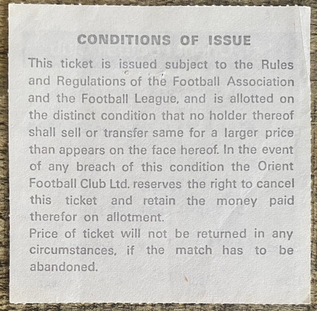 1977/78 ORIGINAL DIVISION 2 TICKET ORIENT V OLDHAM ATHLETIC