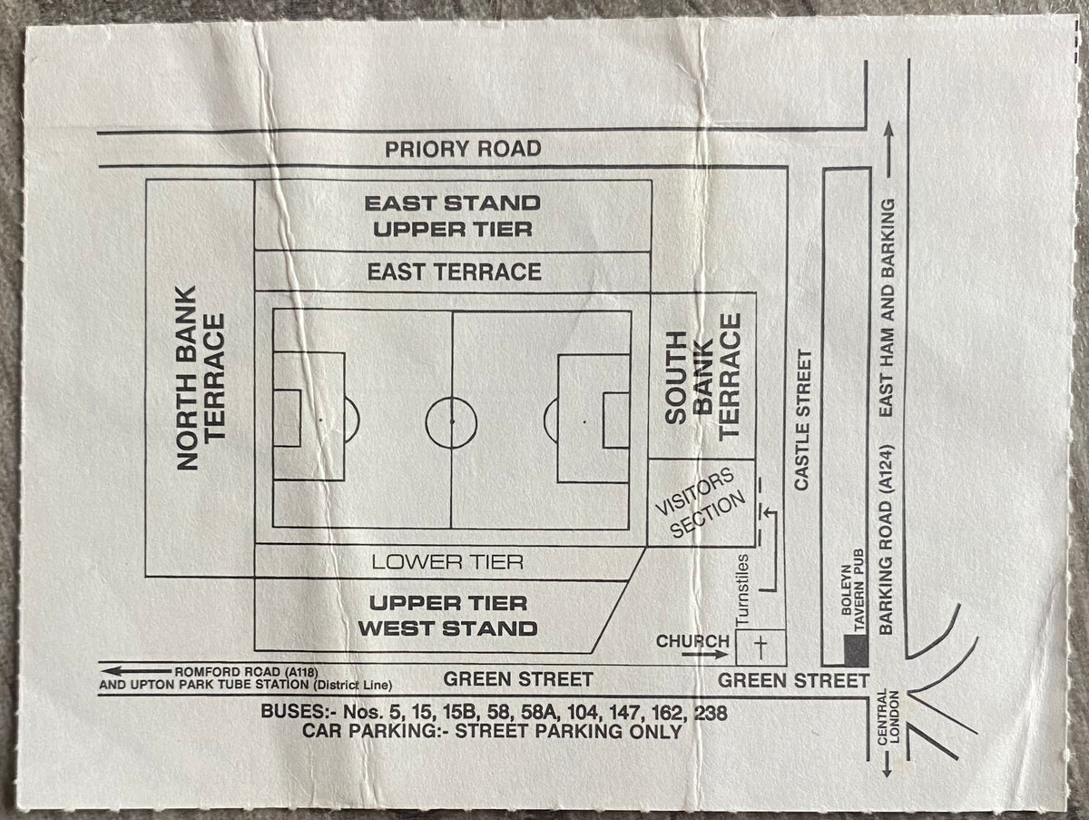 1990/91 ORIGINAL DIVISION 2 TICKET WEST HAM UNITED V HULL CITY