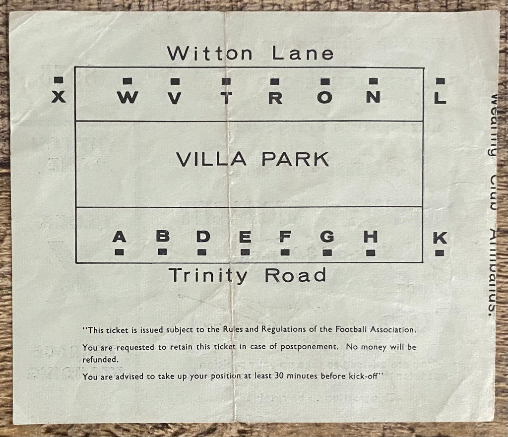 1972 ORIGINAL FA CUP SEMI FINAL TICKET STOKE CITY V ARSENAL @VILLA PARK