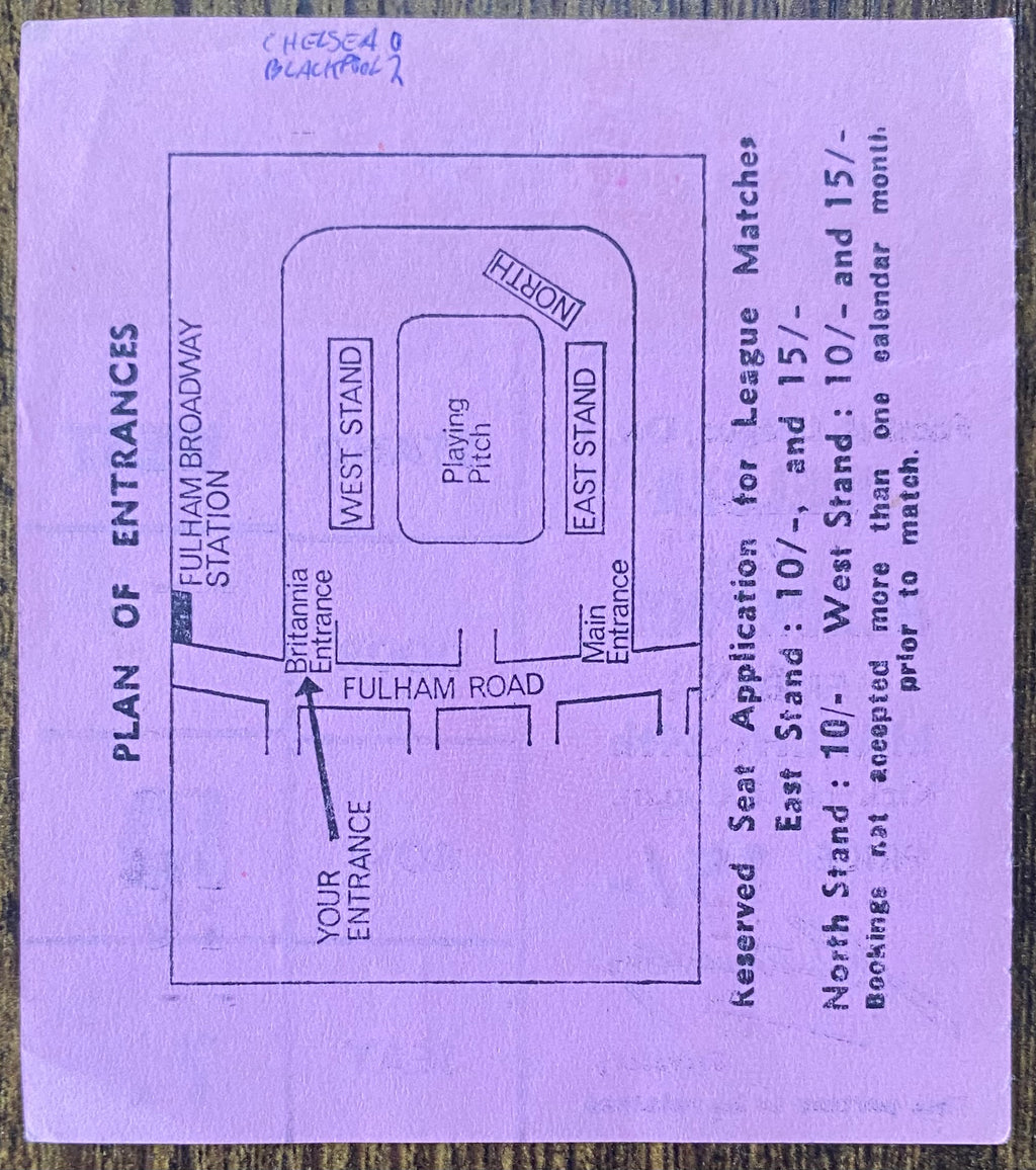 1966/67 ORIGINAL DIVISION 1 TICKET CHELSEA V BLACKPOOL