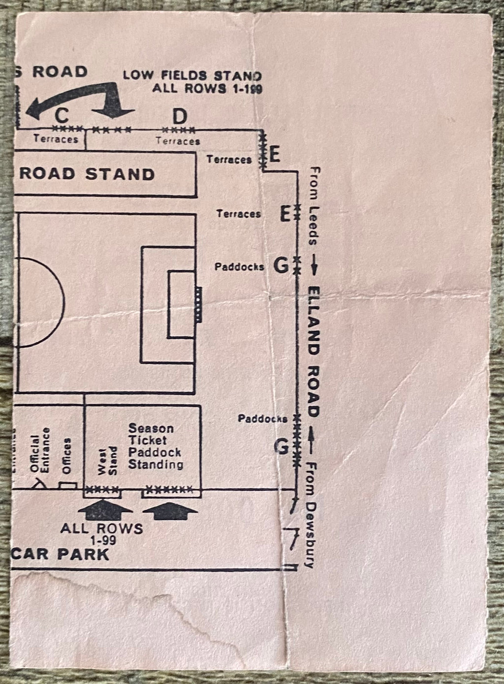 1971/72 ORIGINAL DIVISION ONE TICKET LEEDS UNITED V DERBY COUNTY