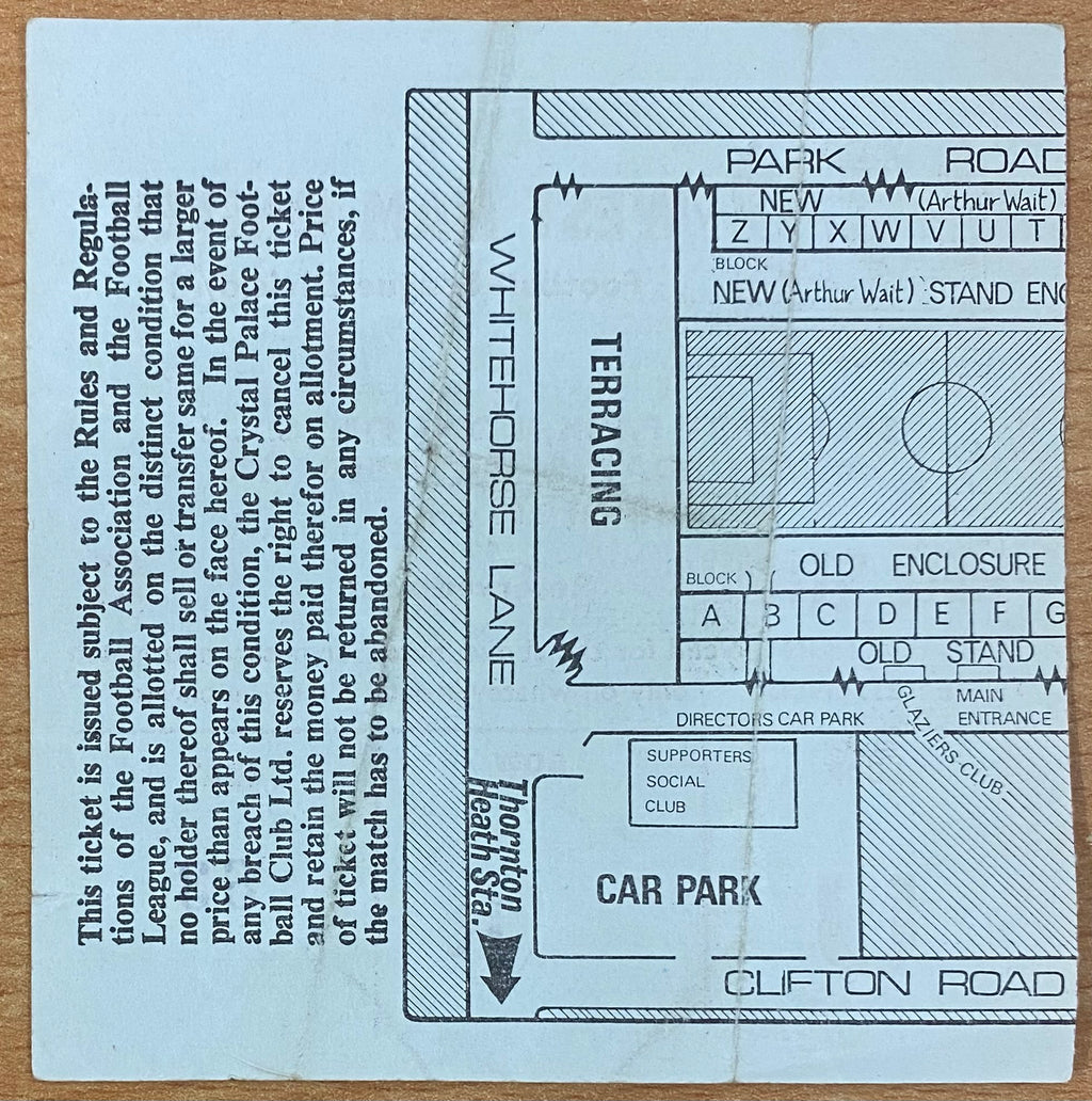 1970/71 ORIGINAL DIVISION 1 TICKET CRYSTAL PALACE V WEST HAM UNITED
