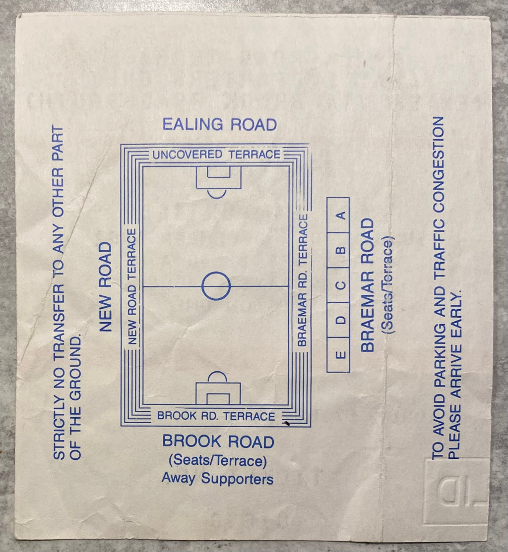 1992/93 ORIGINAL DIVISION 1 TICKET BRENTFORD V WEST HAM UNITED