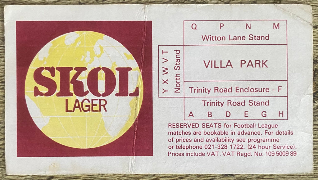 1977/78 ORIGINAL UEFA CUP 4TH ROUND 1ST LEG TICKET ASTON VILLA V BARCELONA