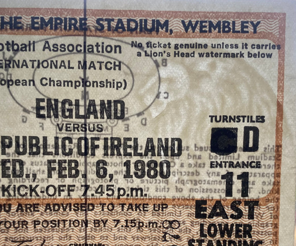 1980 ORIGINAL EUROPEAN CHAMPIONSHIPS QUALIFYING TICKET ENGLAND V REPUBLIC OF IRELAND