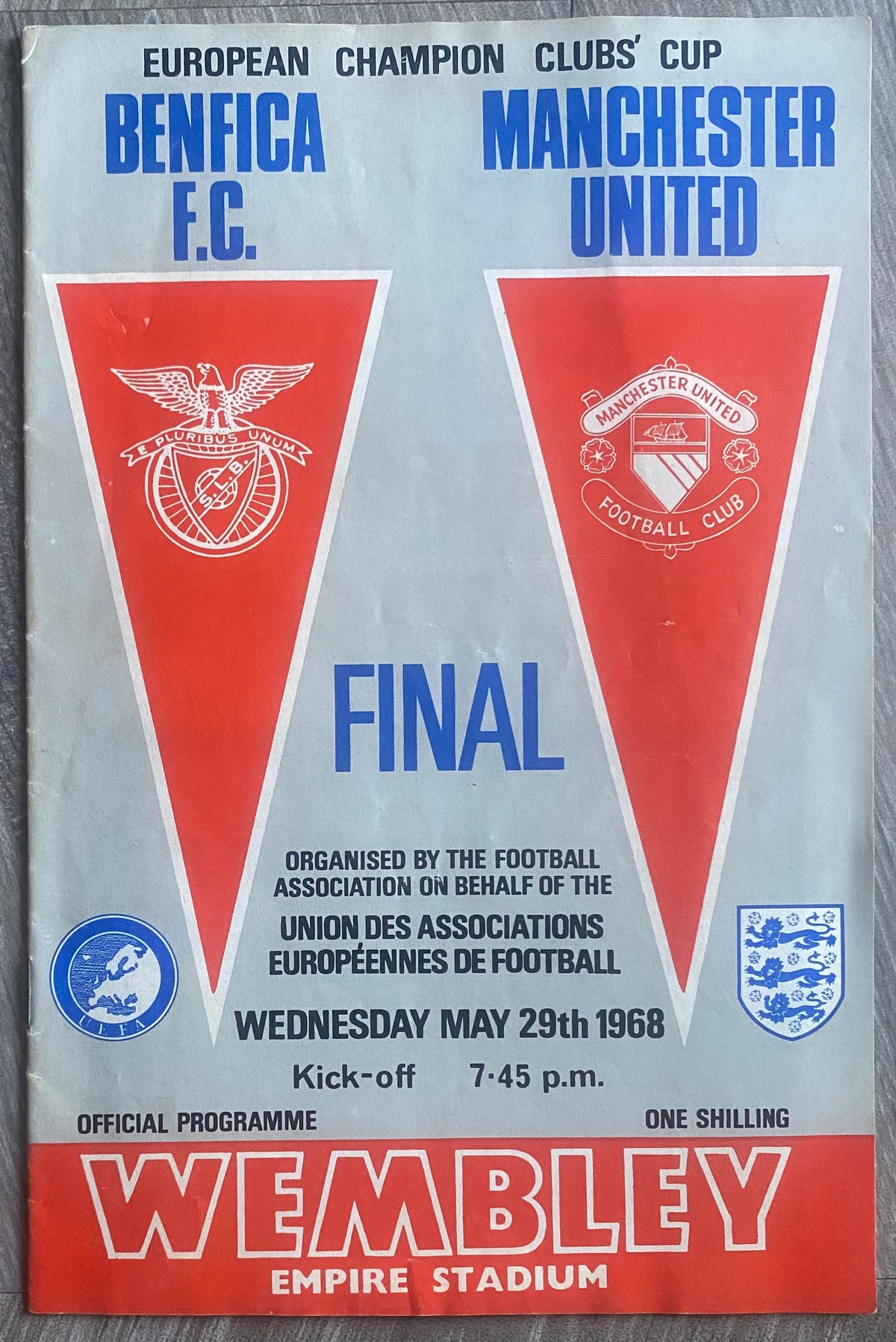 1968 ORIGINAL EUROPEAN CUP FINAL PROGRAMME MANCHESTER UNITED V BENFICA