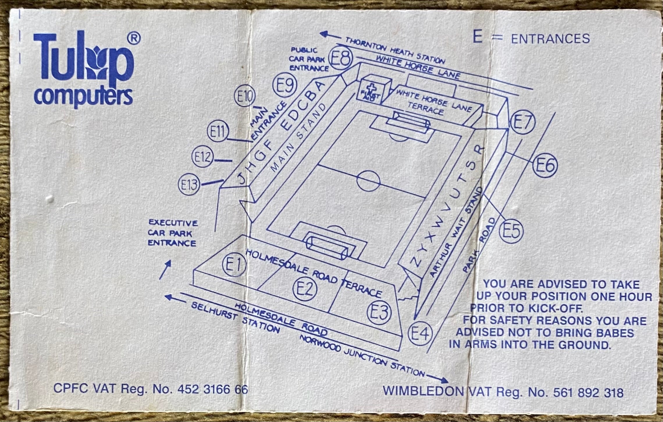 1992/93 ORIGINAL COCA COLA 5TH ROUND TICKET CRYSTAL PALACE V CHELSEA
