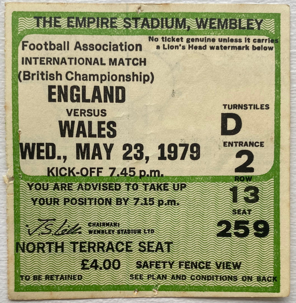 1979 ORIGINAL BRITISH HOME INTERNATIONAL CHAMPIONSHIPS TICKET ENGLAND V WALES