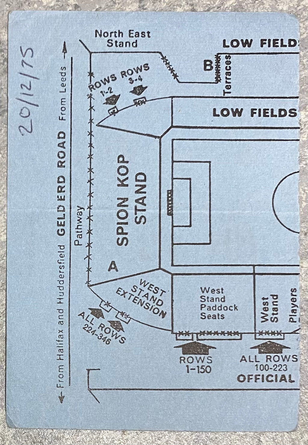1975/76 ORIGINAL DIVISION ONE TICKET LEEDS UNITED V ASTON VILLA