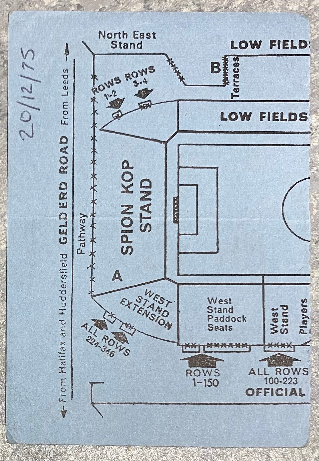 1975/76 ORIGINAL DIVISION ONE TICKET LEEDS UNITED V ASTON VILLA