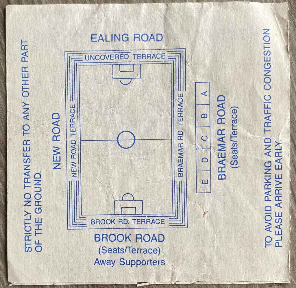 1992/93 ORIGINAL DIVISION 1 TICKET BRENTFORD V CHARLTON ATHLETIC