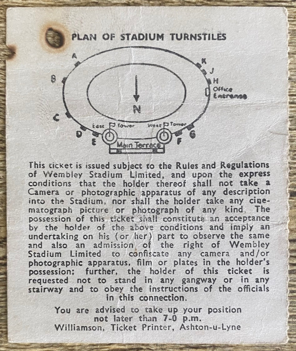 1964 ORIGINAL INTERNATIONAL TICKET ENGLAND V WALES