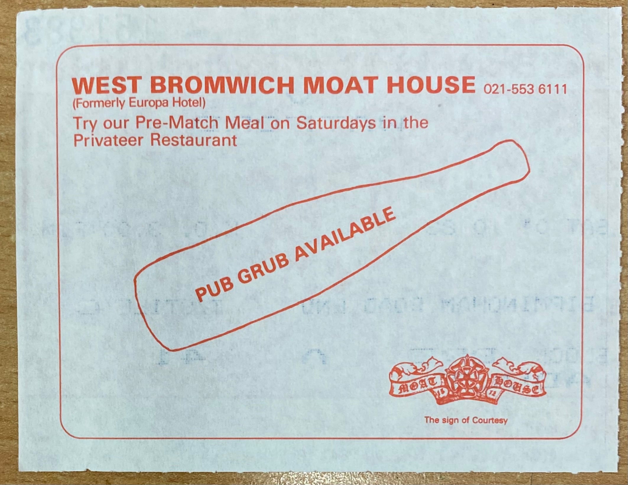 1983/84 ORIGINAL DIVISION 1 TICKET WEST BROMWICH ALBION V NOTTS COUNTY
