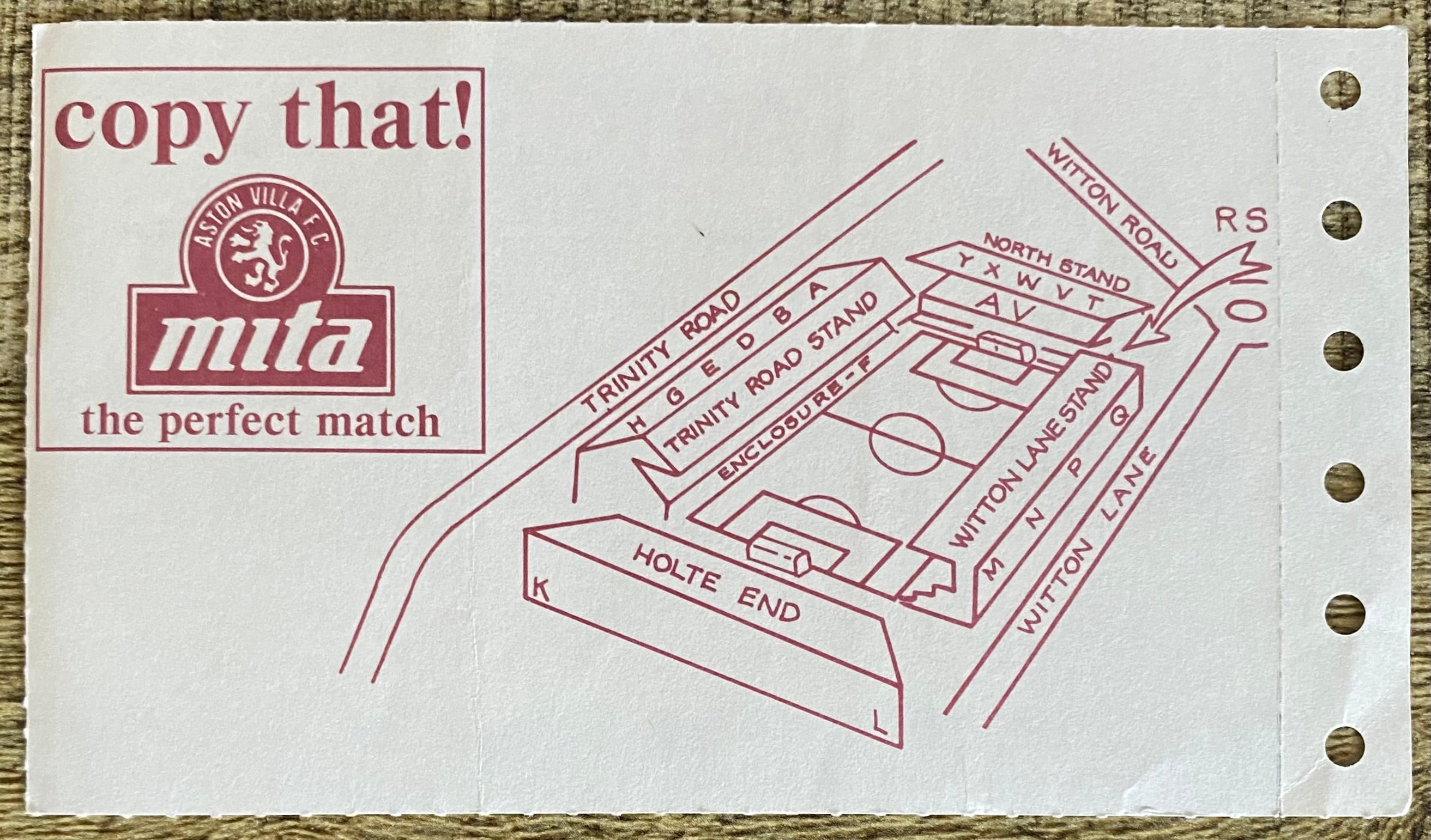1991/92 ORIGINAL DIVISION 1 TICKET ASTON VILLA V MANCHESTER CITY