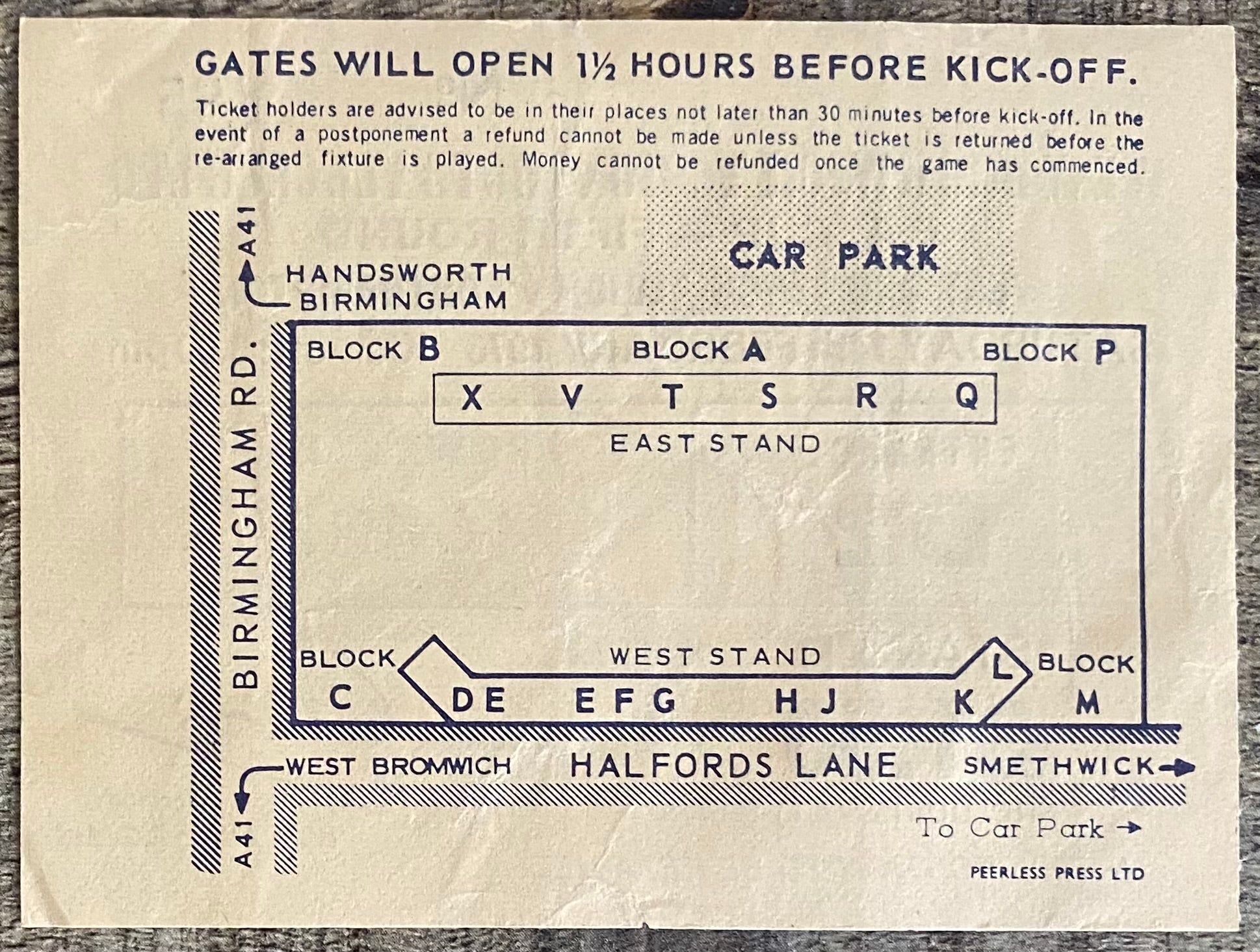 1975/76 ORIGINAL FA CUP 5TH ROUND TICKET WEST BROMWICH ALBION V SOUTHAMPTON