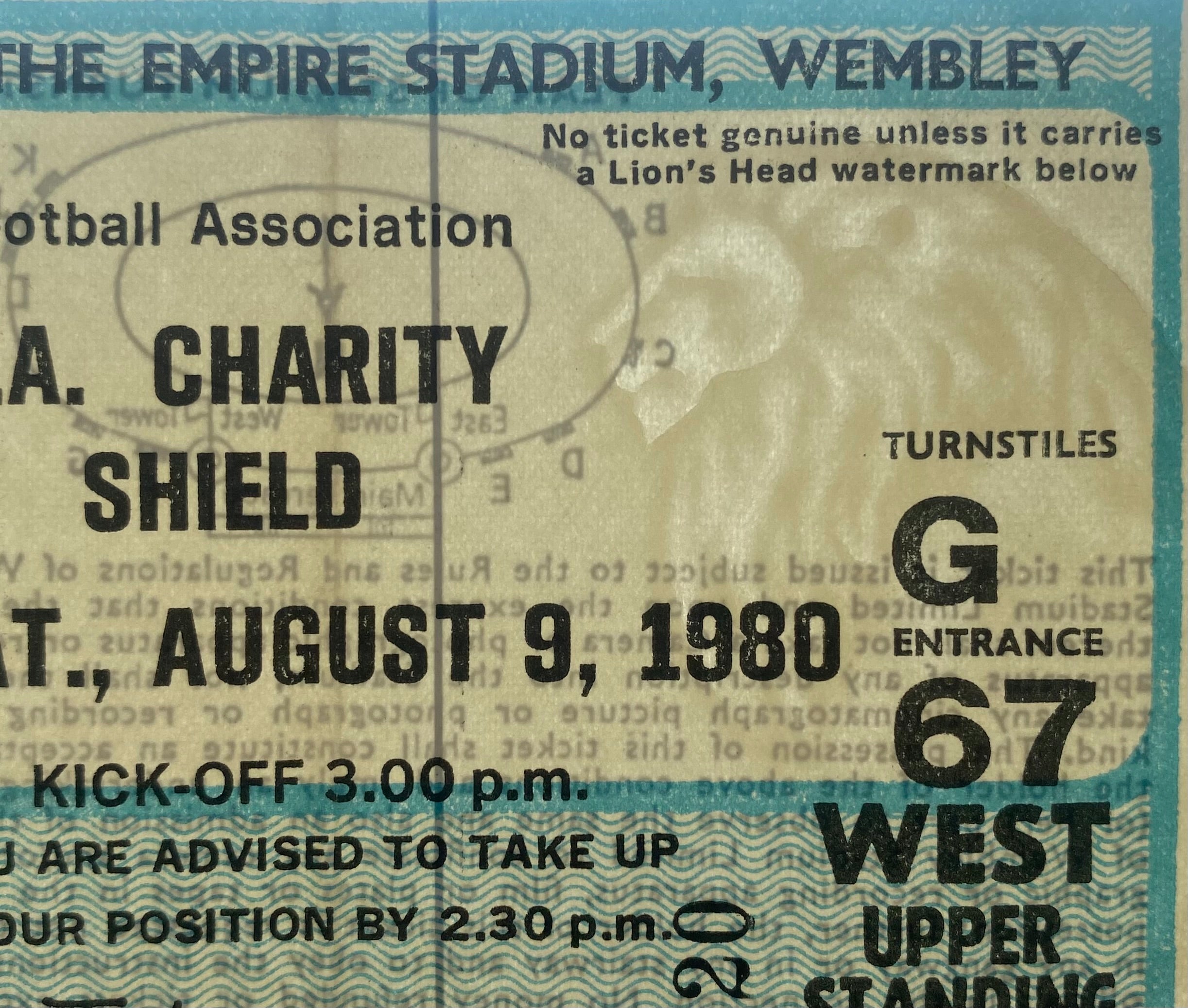 1980 ORIGINAL CHARITY SHIELD TICKET LIVERPOOL V WEST HAM UNITED
