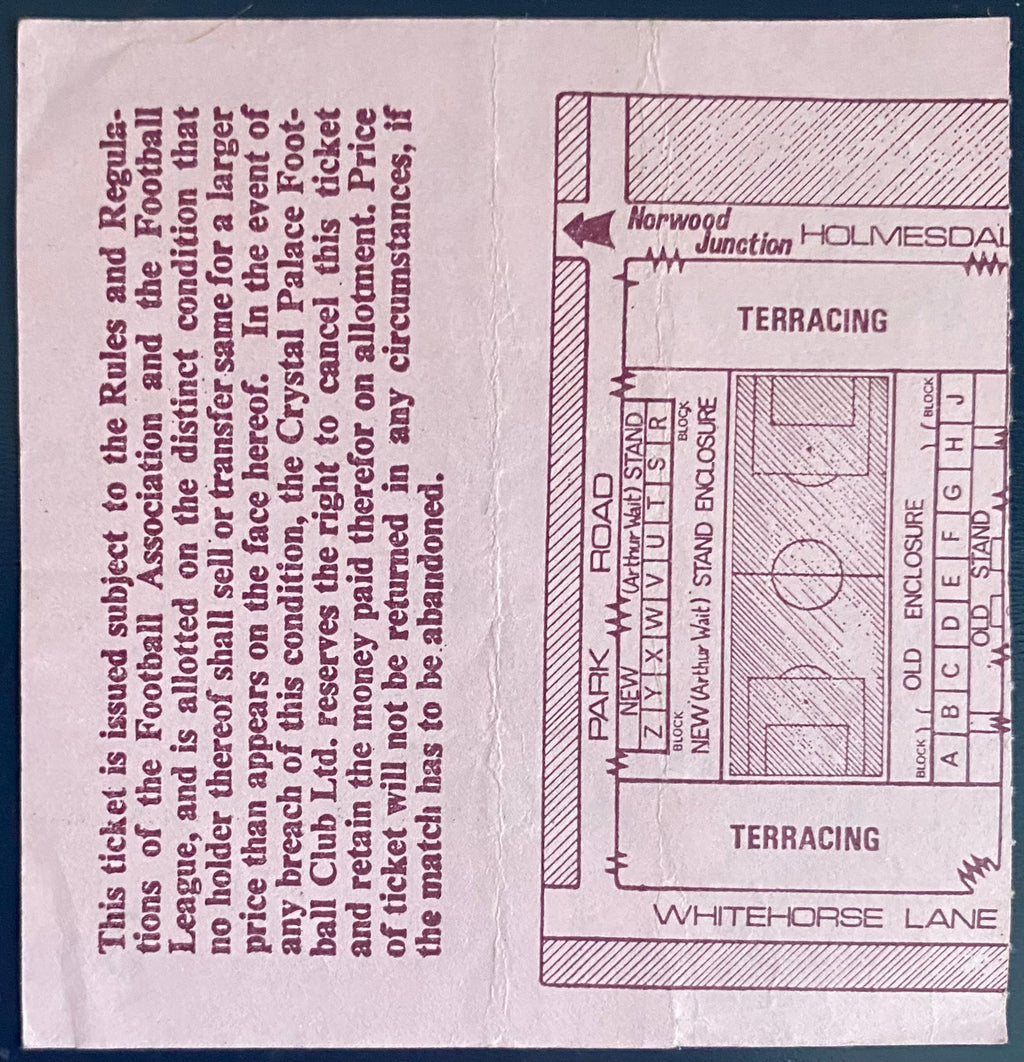 1973/74 ORIGINAL DIVISION 2 TICKET CRYSTAL PALACE V FULHAM