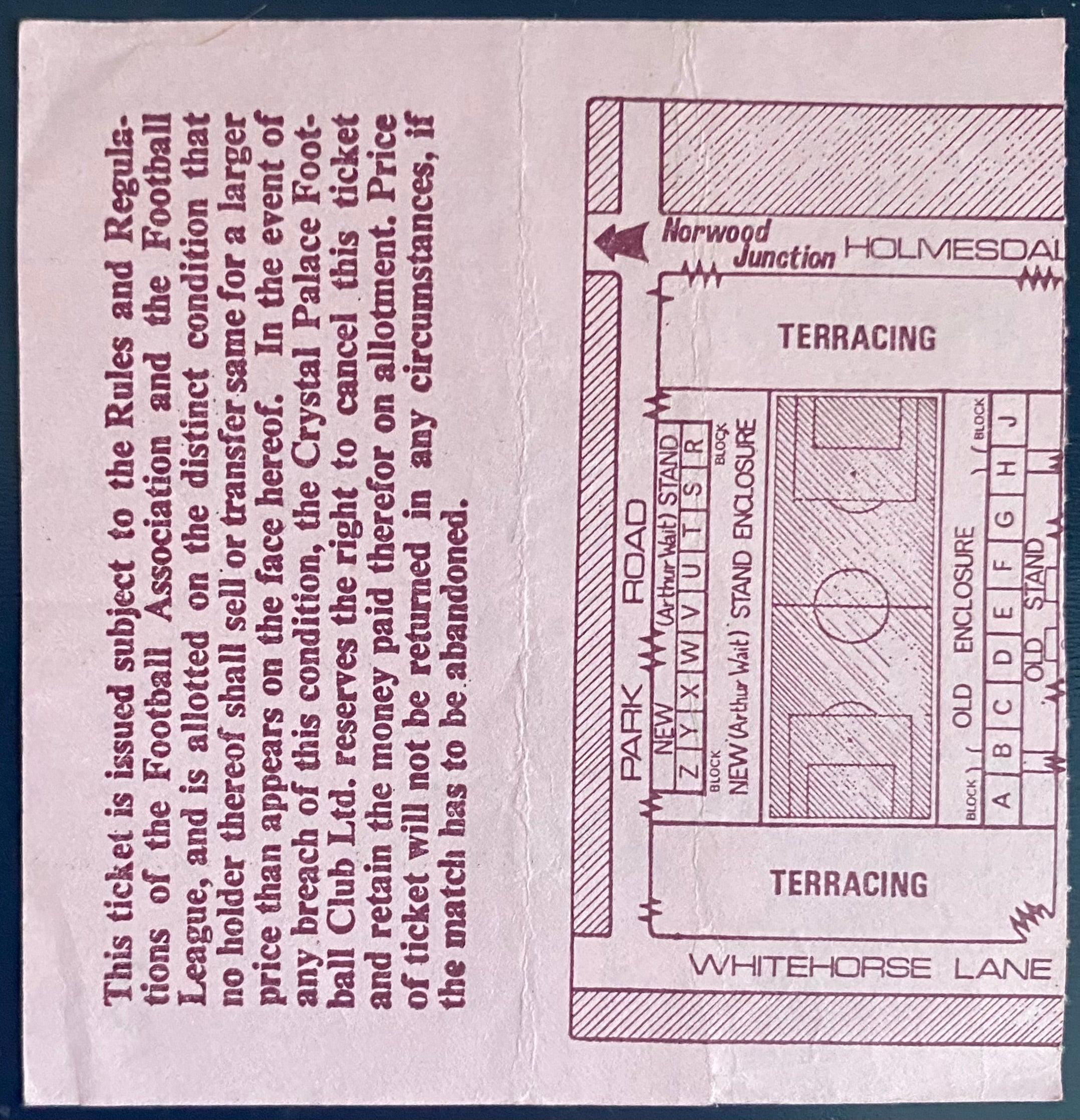 1973/74 ORIGINAL DIVISION 2 TICKET CRYSTAL PALACE V FULHAM