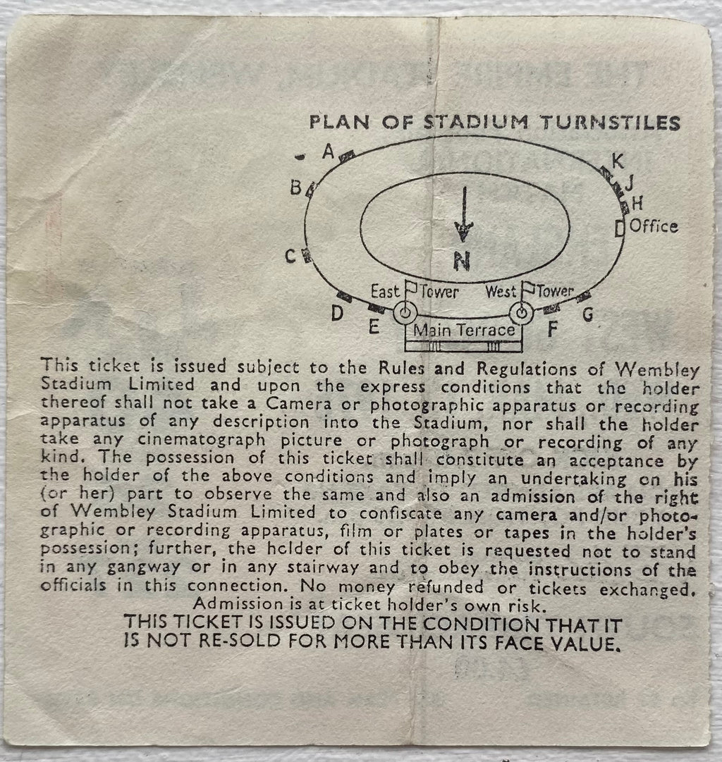1975 ORIGINAL INTERNATIONAL TICKET ENGLAND V WEST GERMANY