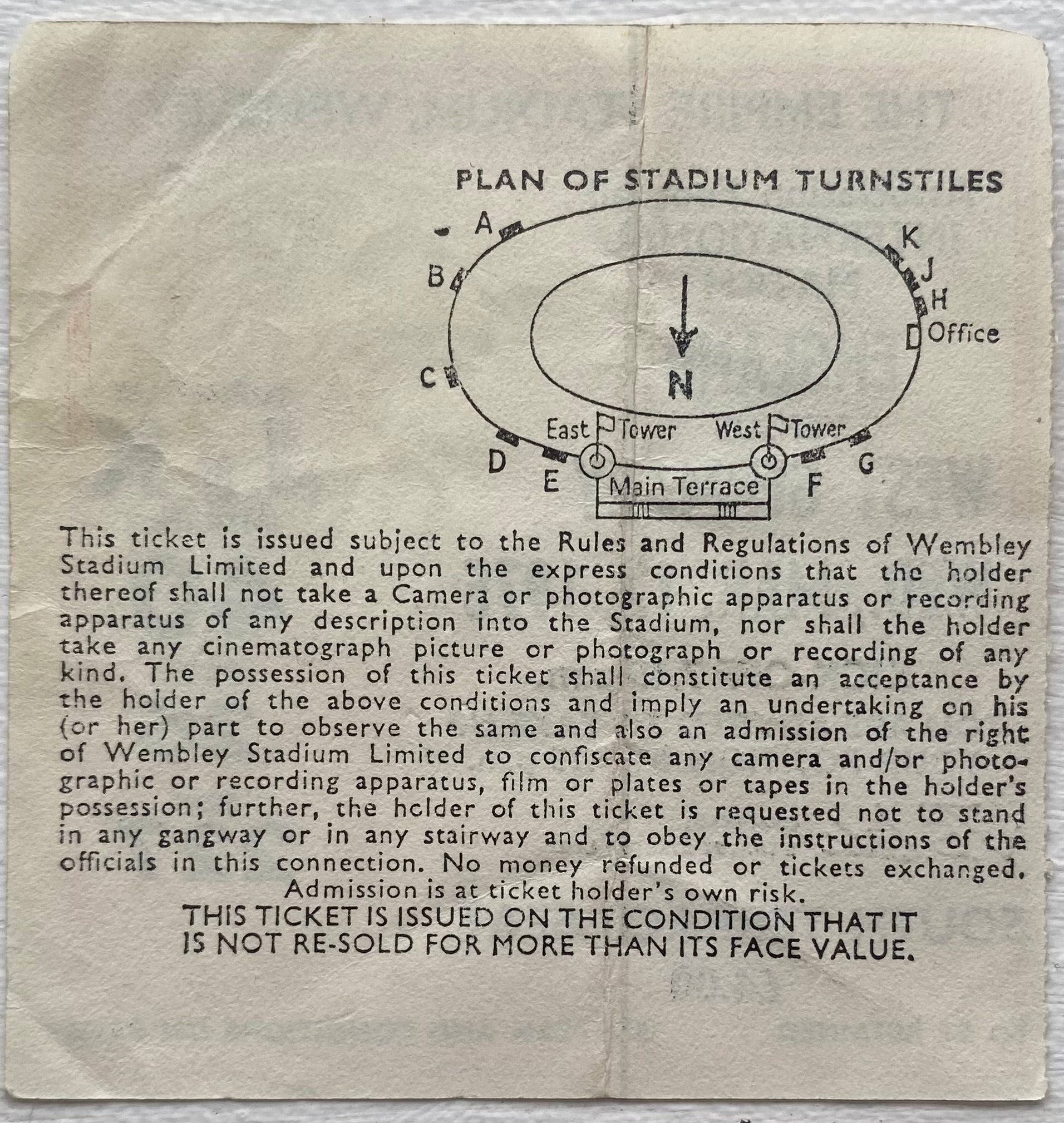 1975 ORIGINAL INTERNATIONAL TICKET ENGLAND V WEST GERMANY