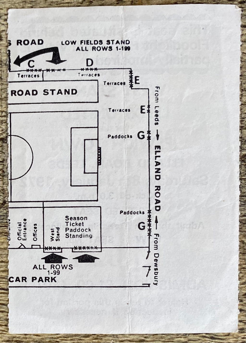 1971/72 ORIGINAL DIVISION ONE TICKET LEEDS UNITED V IPSWICH TOWN