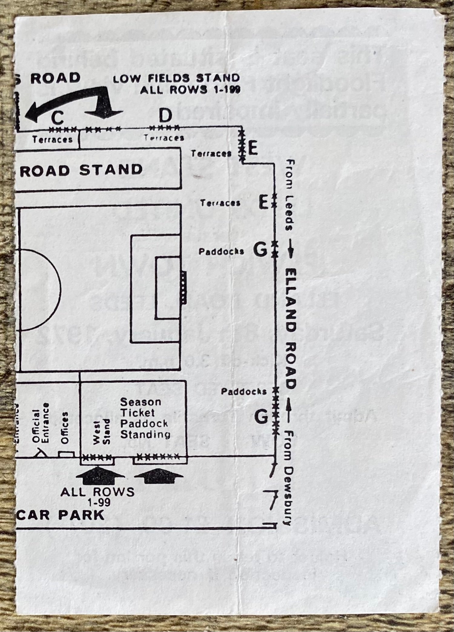 1971/72 ORIGINAL DIVISION ONE TICKET LEEDS UNITED V IPSWICH TOWN