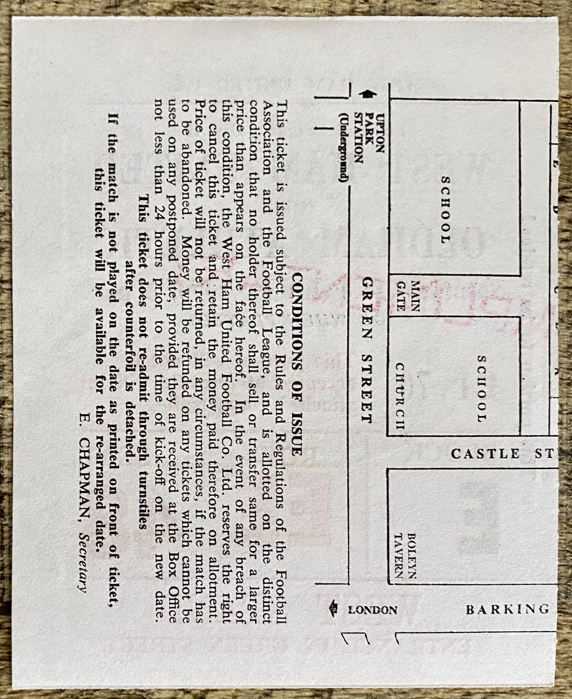 1978/79 ORIGINAL DIVISION 2 TICKET WEST HAM UNITED V OLDHAM ATHLETIC