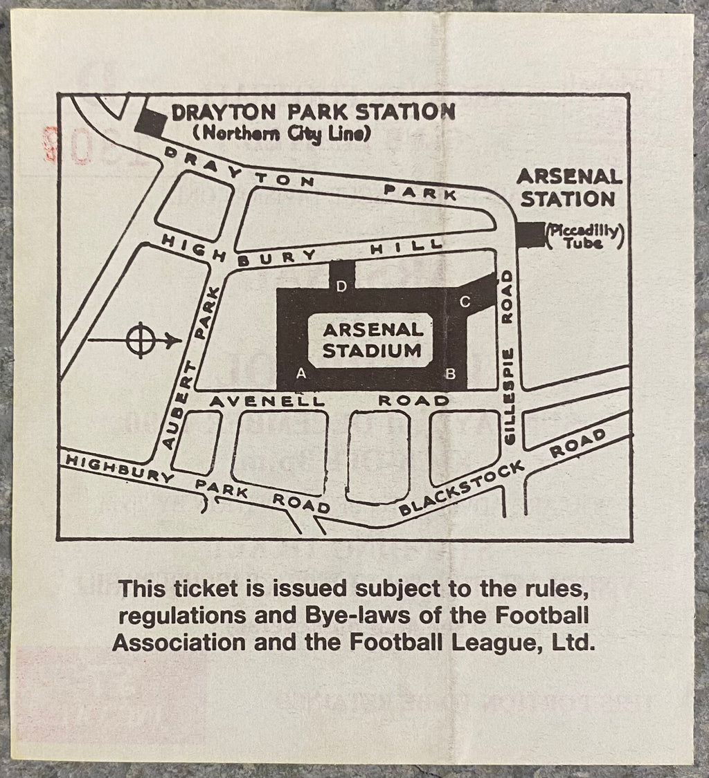 1990/91 ORIGINAL DIVISION ONE TICKET ARSENAL V LIVERPOOL