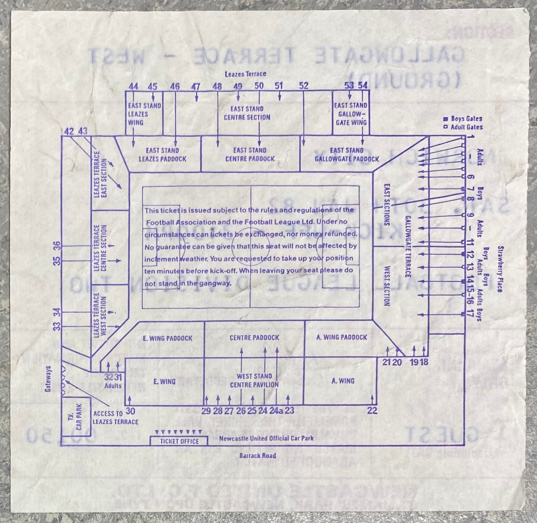 1981/82 ORIGINAL DIVISION TWO TICKET NEWCASTLE UNITED V NORWICH CITY