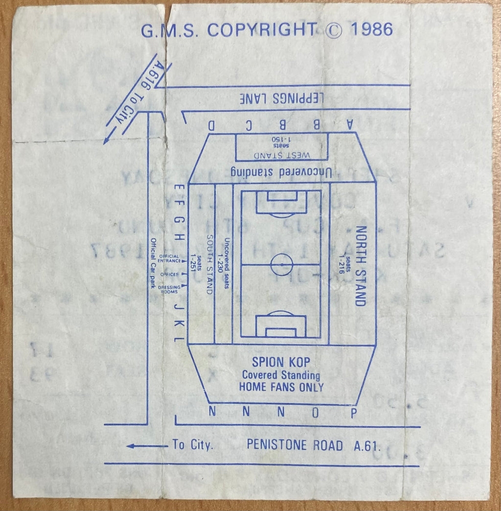 1986/87 ORIGINAL FA CUP 6TH ROUND TICKET SHEFFIELD WEDNESDAY V COVENTRY CITY