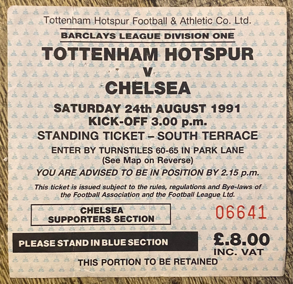 1991/92 ORIGINAL DIVISION 1 TICKET TOTTENHAM HOTSPUR V CHELSEA