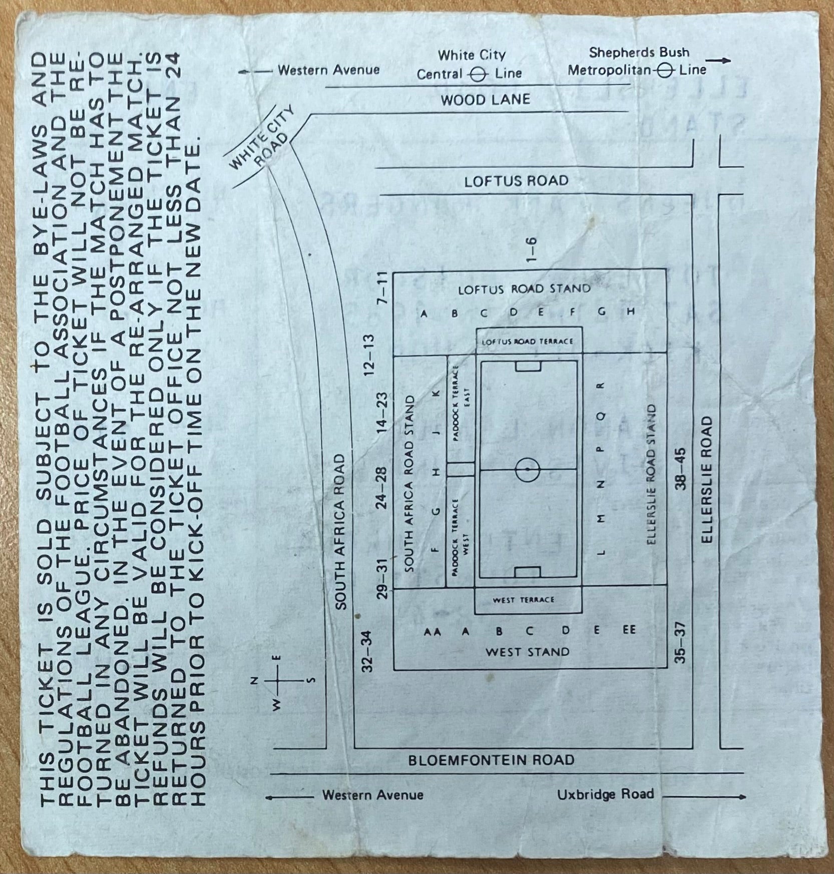 1984/85 ORIGINAL DIVISION ONE TICKET QUEENS PARK RANGERS V TOTTENHAM HOTSPUR