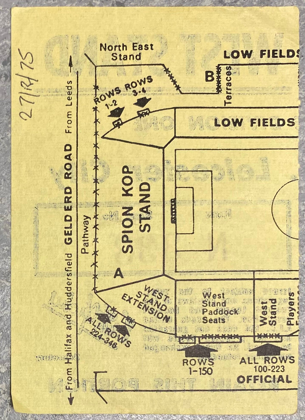 1975/76 ORIGINAL DIVISION ONE TICKET LEEDS UNITED V LEICESTER CITY