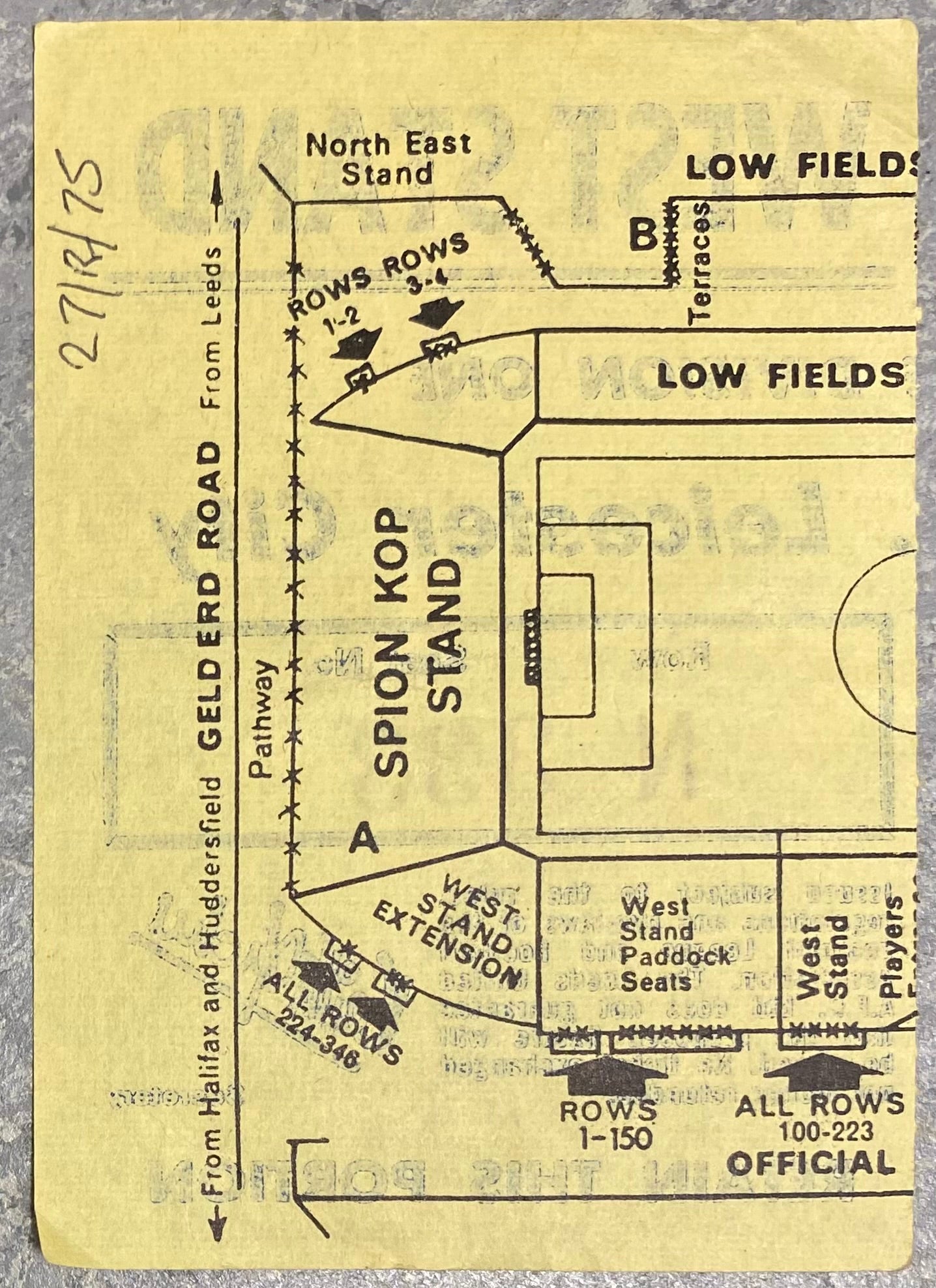 1975/76 ORIGINAL DIVISION ONE TICKET LEEDS UNITED V LEICESTER CITY