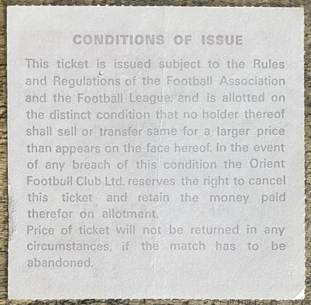 1977/78 ORIGINAL DIVISION 2 TICKET ORIENT V CHARLTON ATHLETIC