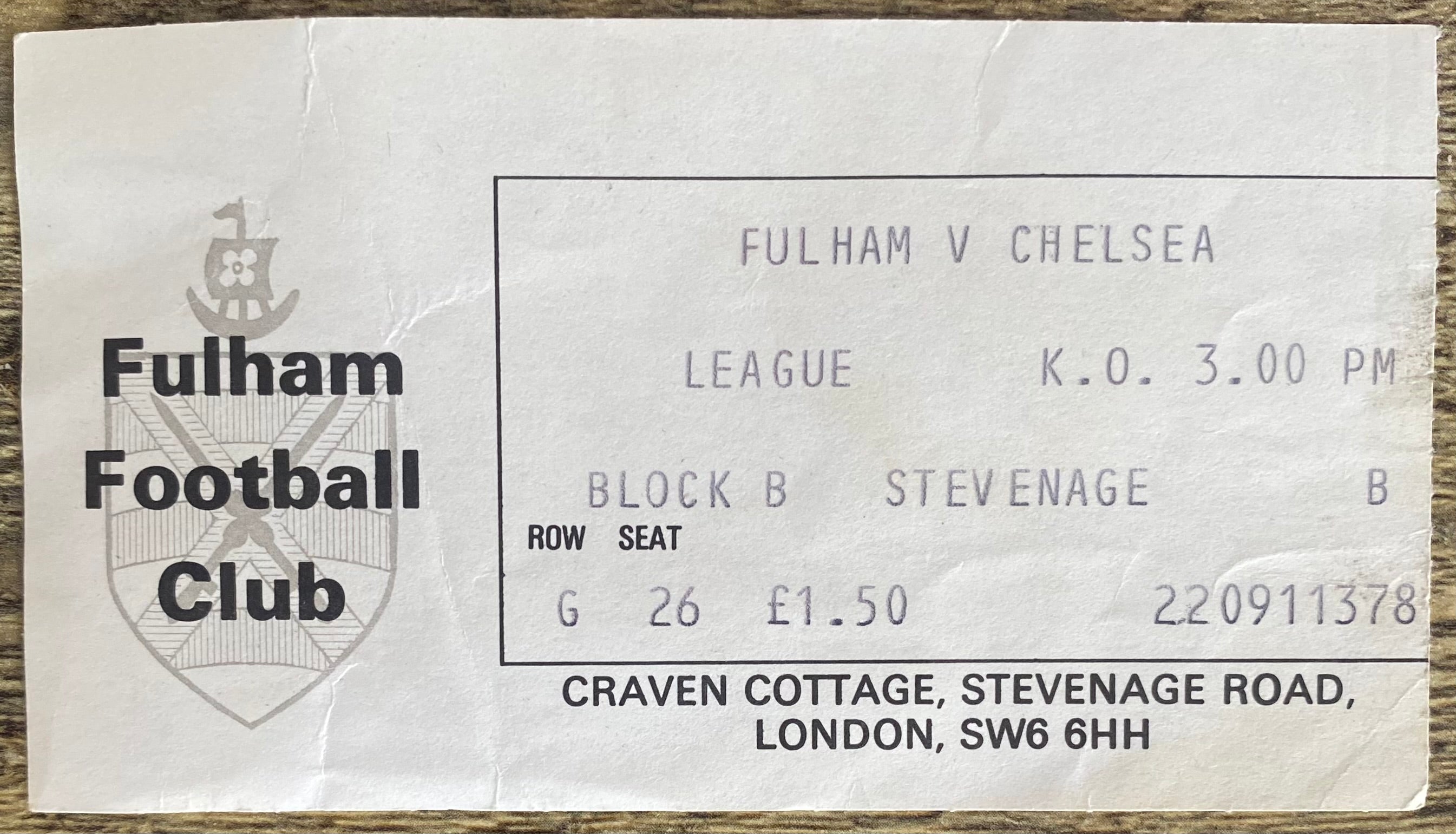1979/80 ORIGINAL DIVISION 2 TICKET FULHAM V CHELSEA