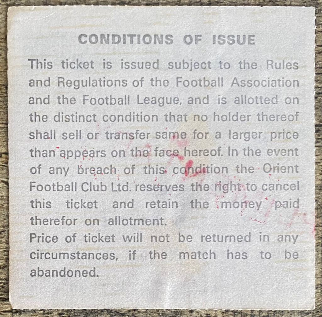 1976/77 ORIGINAL DIVISION 2 TICKET ORIENT V PLYMOUTH ARGYLE