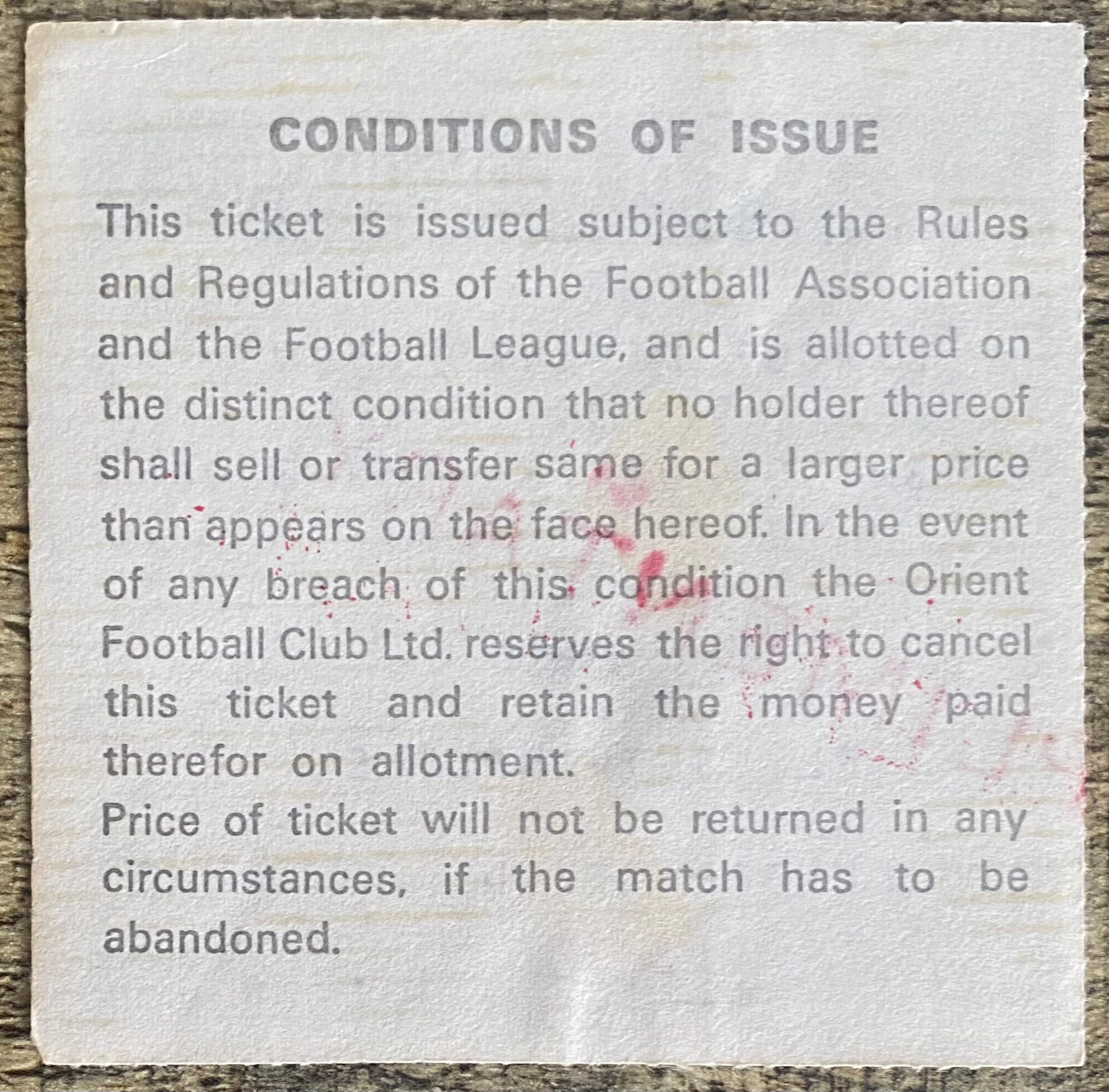 1976/77 ORIGINAL DIVISION 2 TICKET ORIENT V PLYMOUTH ARGYLE
