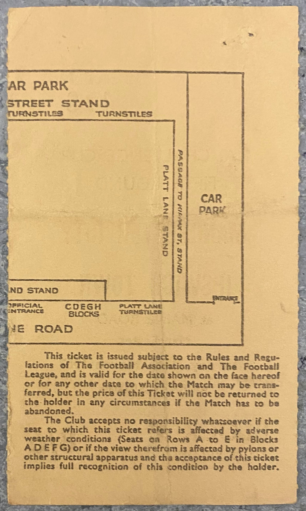 1966/67 ORIGINAL FA CUP 5TH ROUND TICKET MANCHESTER CITY V IPSWICH TOWN