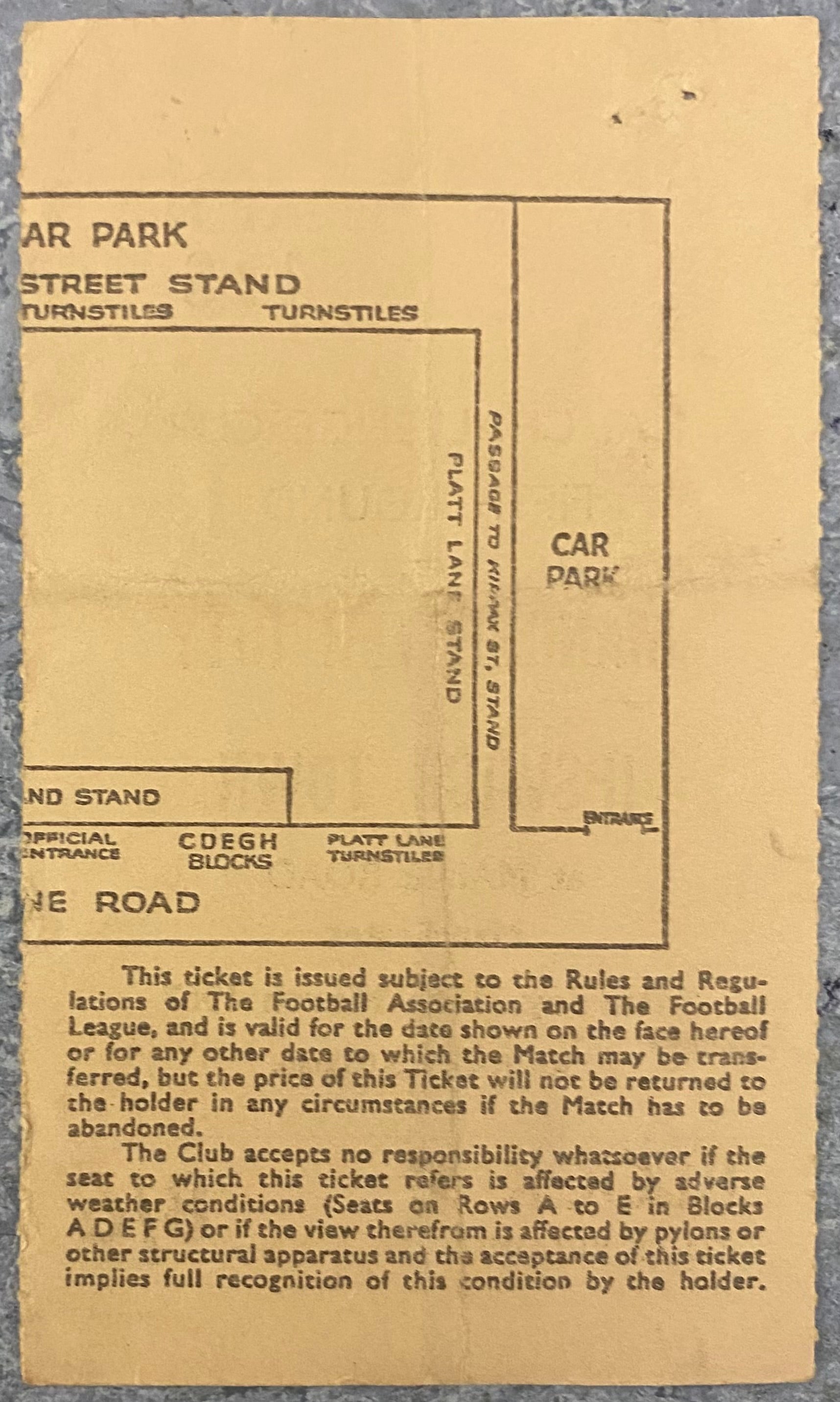 1966/67 ORIGINAL FA CUP 5TH ROUND TICKET MANCHESTER CITY V IPSWICH TOWN