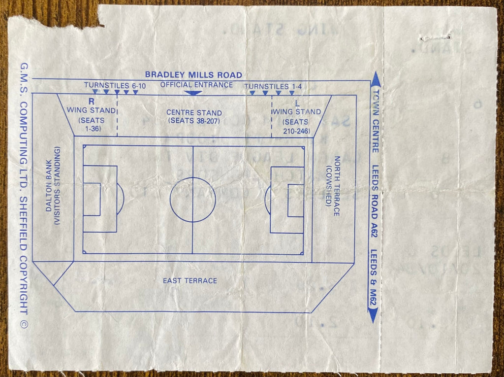 1984/85 ORIGINAL DIVISION TWO UNUSED TICKET HUDDERSFIELD TOWN V LEEDS UNITED